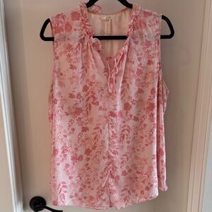 Ecru Pink Floral Sleeveless Top